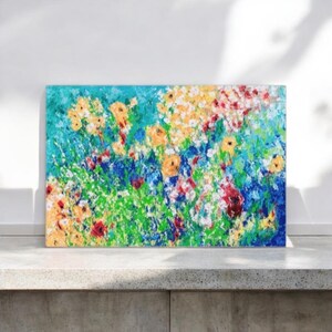 Colorful Flower Painting, Abstract Flower Art Print, Flower Art Print, Colorful Flower Art Print on Paper or Canvas