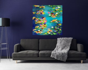 Monet Inspired Waterlily Pond Art Print, Impressionist Wall Decor