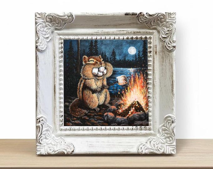 Small Framed Chipmunk Print "S'more Than Enough"