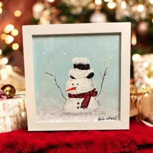 Snowman Painting, Christmas Season Painting, Winter Painting, Holiday Decor, Snowman Decor