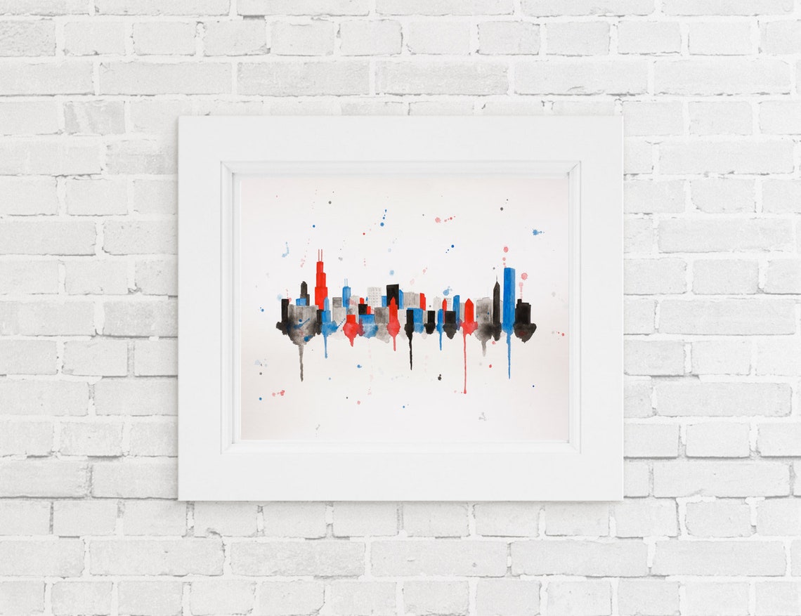 Chicago Skyline Print Chicago Print Chicago Art Chicago Etsy