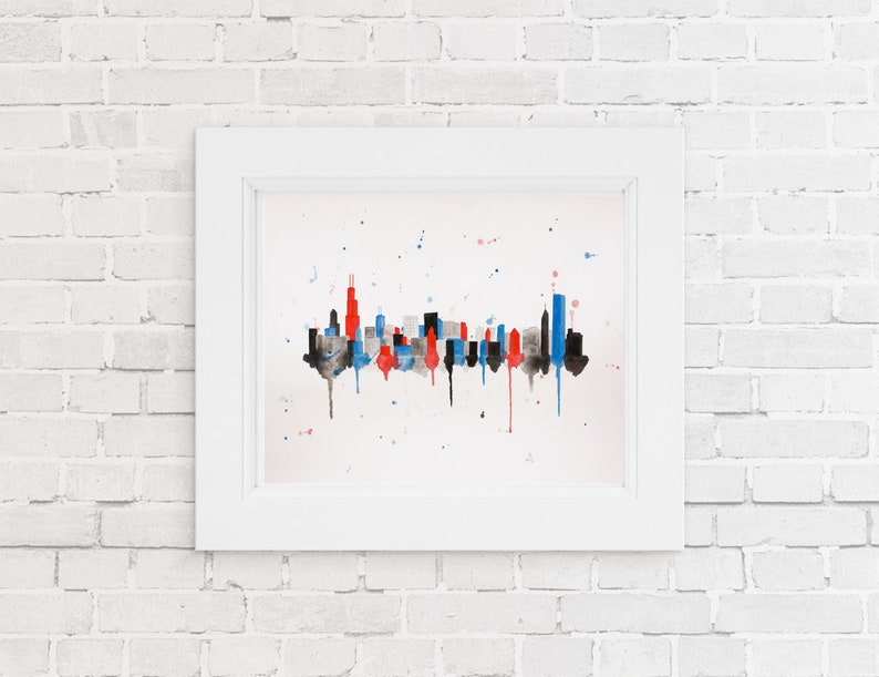 Chicago Skyline Print Chicago Print Chicago Art Chicago Etsy