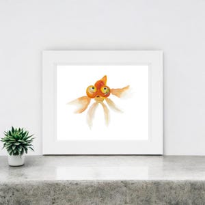 Goldfish Print, Watercolor Goldfish, Kids Room Art, Fish Art, Fish Decor, Sea Life Art