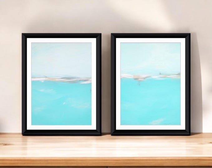 Beach Art Prints Set, Beach Artwork, Large Abstract Landscape, Art Prints, Art Home Decor Large Wall Art, Nautical Decor