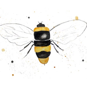 Bee Watercolor Print, Bee Print, Bee Gift, Bee Decor, Bee Art image 1