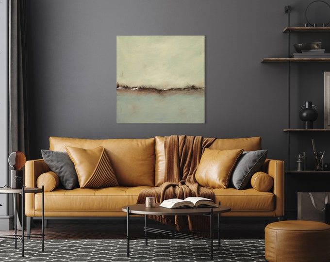 Minimalist Coastal Landscape Art Print, Serene Calm Coastal Art, Coastal Decor, Seascape Art Print, Abstract Landscape