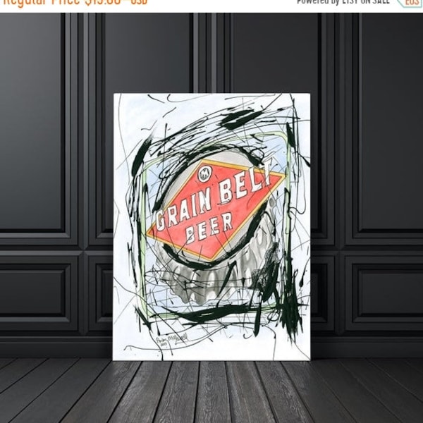 Printable Beer Decor - Bar Decor - Grain Belt Beer - Grain Belt Beer Art Print - Grain Belt Beer Painting - Man Cave Art - Minneapol