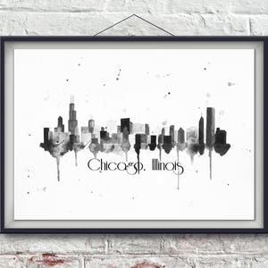 Chicago Skyline Art - Chicago Print - Chicago Art - Chicago Skyline Painting - Chicago Wall Art - Skyline Wall Art