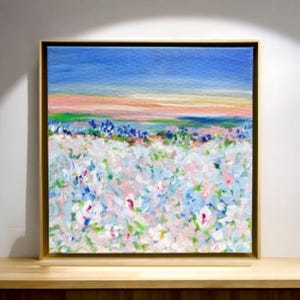 Flower Painting, Abstract Flower Painting, Forget Me Not Painting, Landscape Painting Original on Canvas 12&quot;x12&quot;, Gift For Mother&#39;s Day
