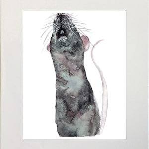 Printable Rat Watercolor Print, Rat Print, Rat Gift, Rat Decor, Rat Art, Rat Painting