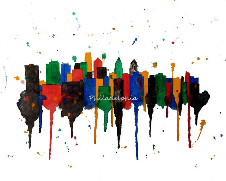 Philadelphia Skyline Art Print Philadelphia Canvas Print Etsy