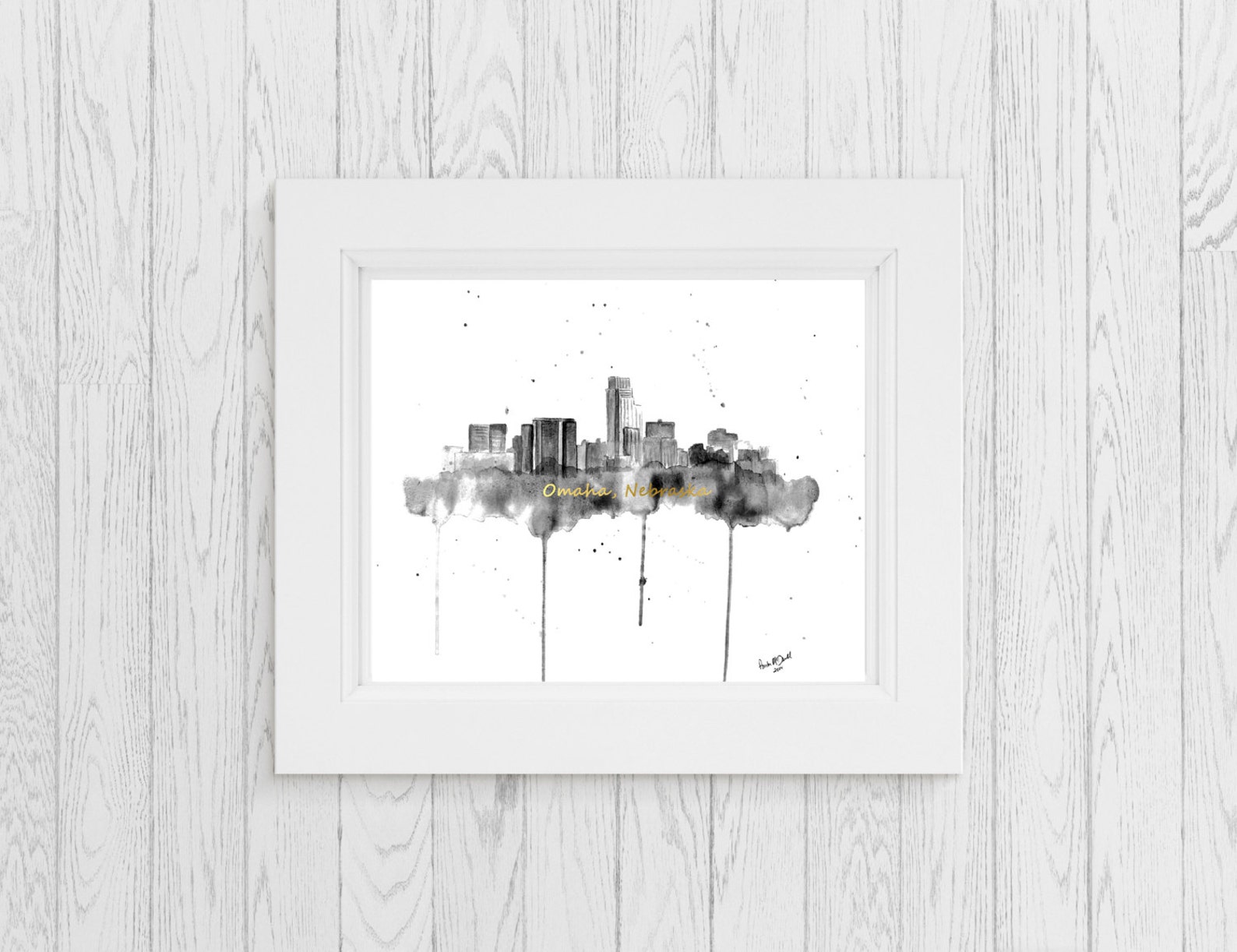 Omaha Skyline Art Omaha Skyline Painting Omaha Skyline Print Nebraska