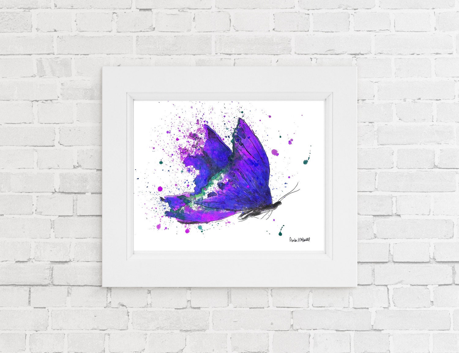 Purple Butterfly Watercolor Art Print, Violet Artwork (digital Download ...