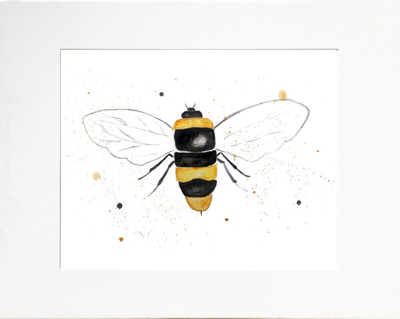Bee Watercolor Print, Bee Print, Bee Gift, Bee Decor, Bee Art image 2