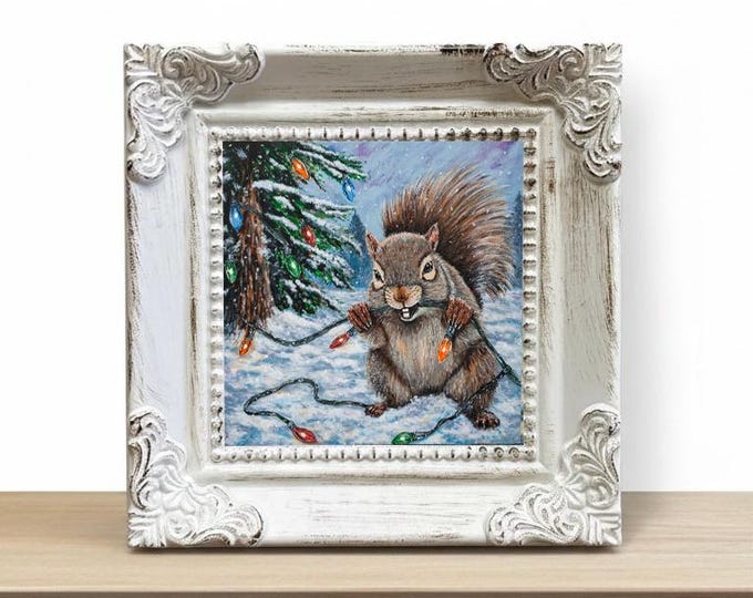 Small Framed Squirrel Print "A Light Lunch"