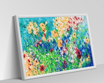 Floral art print, Abstract Flowers Art Print, Flower Art Print, Colorful Flower Art Print on Paper or Canvas