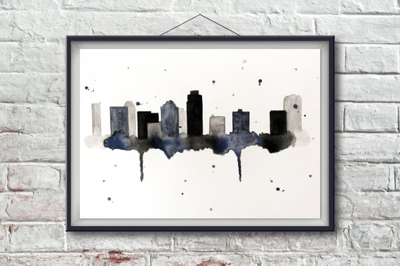 St.petersburg Skyline Art, Original St.petersburg Florida Skyline  Watercolor Painting, St. Petersburg Skyline, Watercolor Skyline Painting 