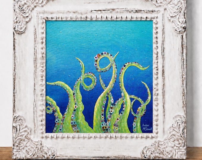Small Framed Octopus Print "Don't Go Kraken My Heart"