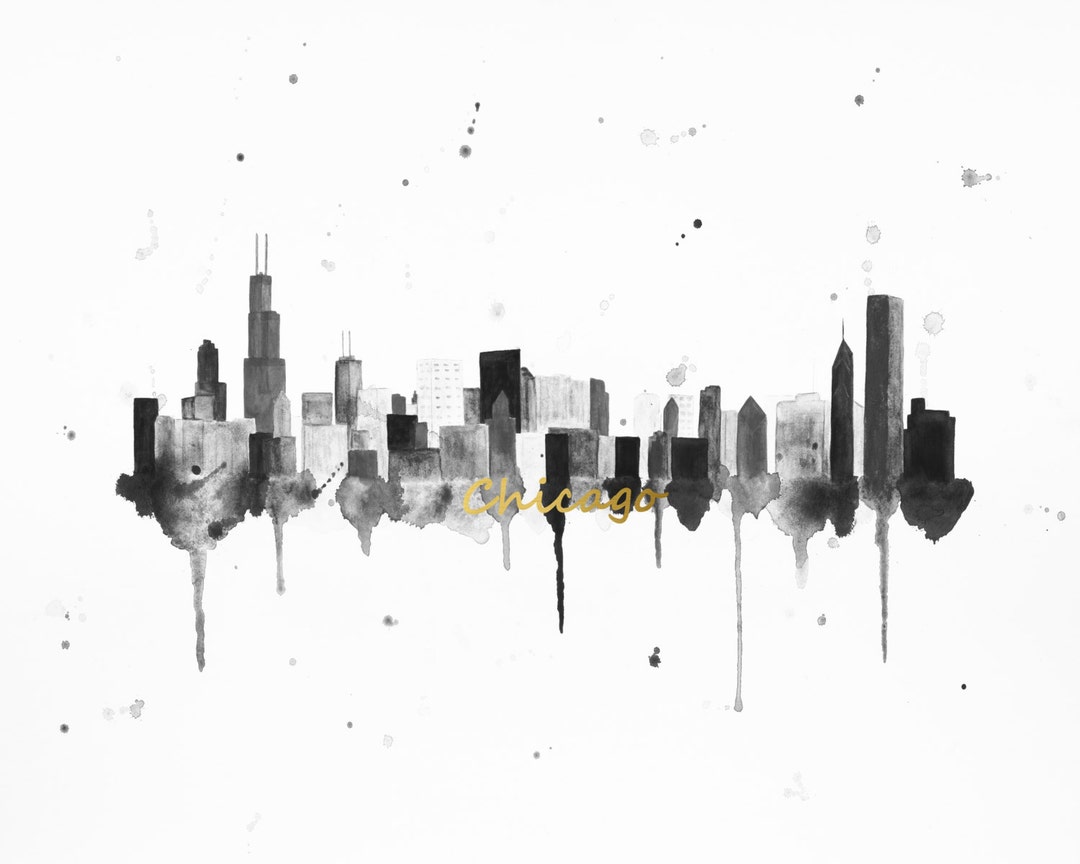 Chicago Skyline Art Chicago Print Chicago Art Chicago Etsy