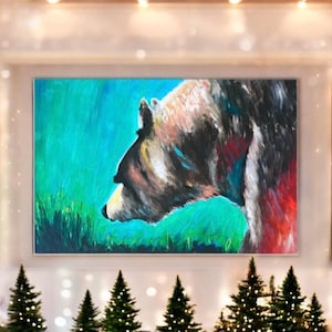 Bear painting, Abstract Bear Print, Bear Canvas Print or Bear Paper Print, Cabin Decor, Bear Wall Art, Nature Art Print, Bear Art