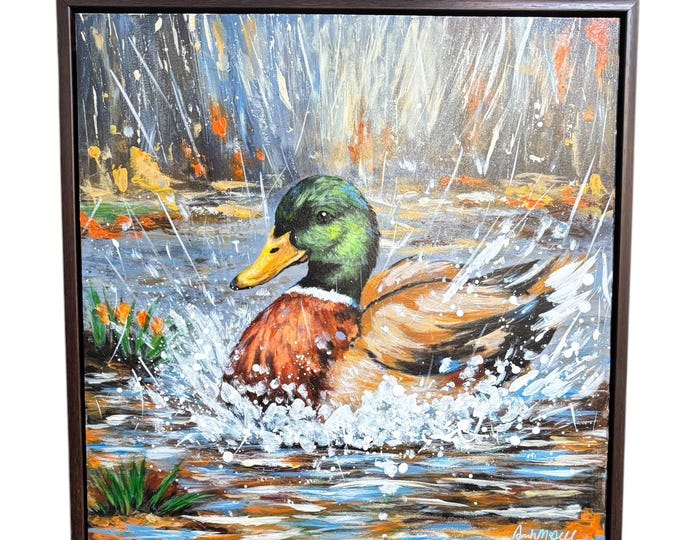 "Swimming In The Rain" Framed Original