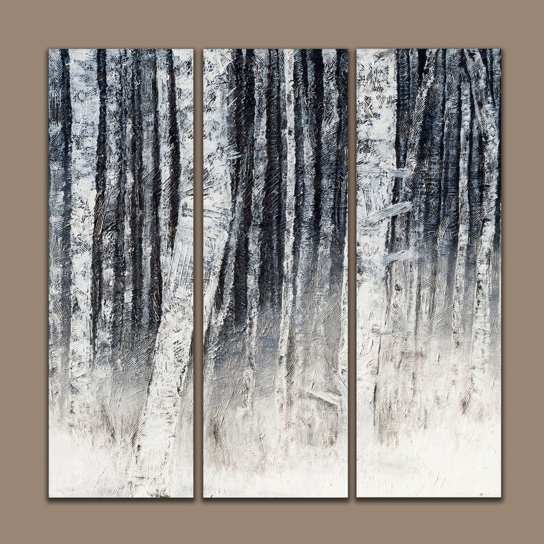 Birch Trees Three Panel Canvas Print birch Tree Art Birch Etsy