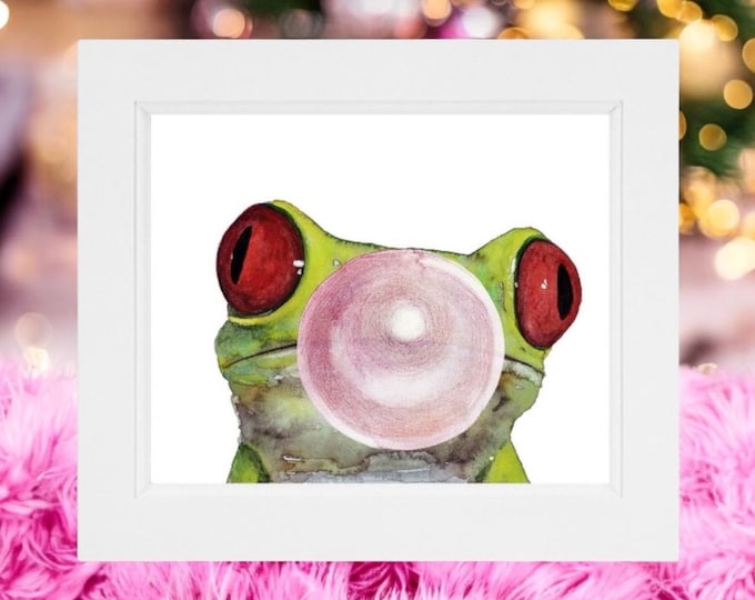Frog Blowing Bubble Print