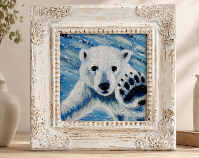 Small Framed Polar Bear Print "Polar Express Yourself"