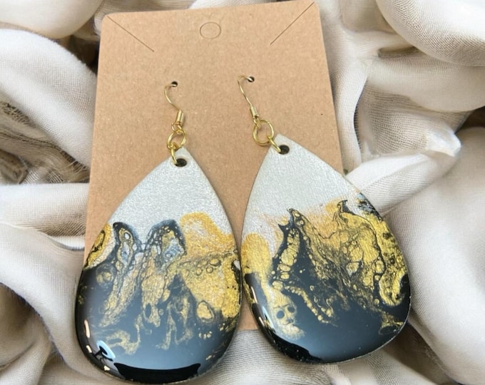 Black, White & Gold Earrings
