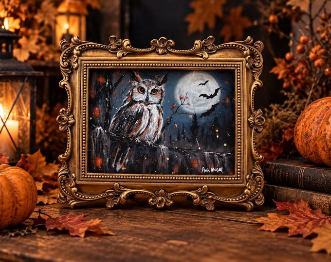 Framed Owl Painting
