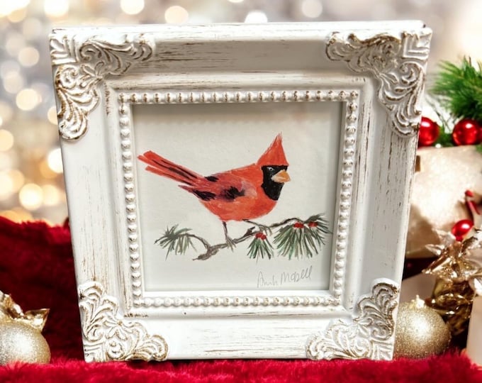 Small Framed Cardinal Painting