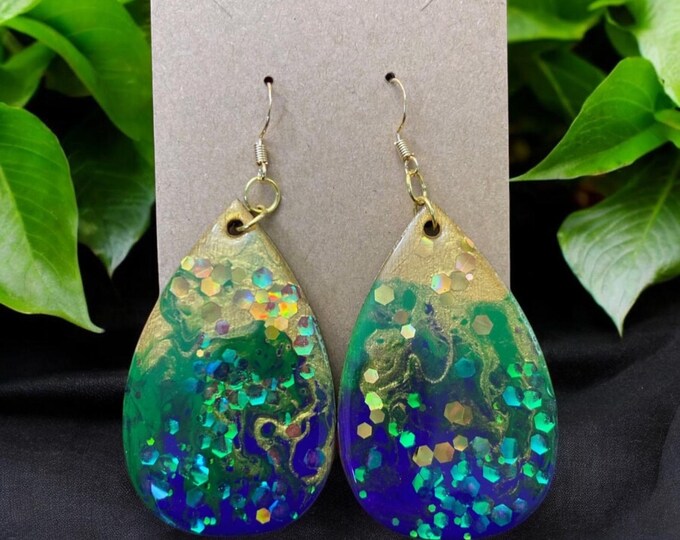 Mardi Gras Glitter Earrings