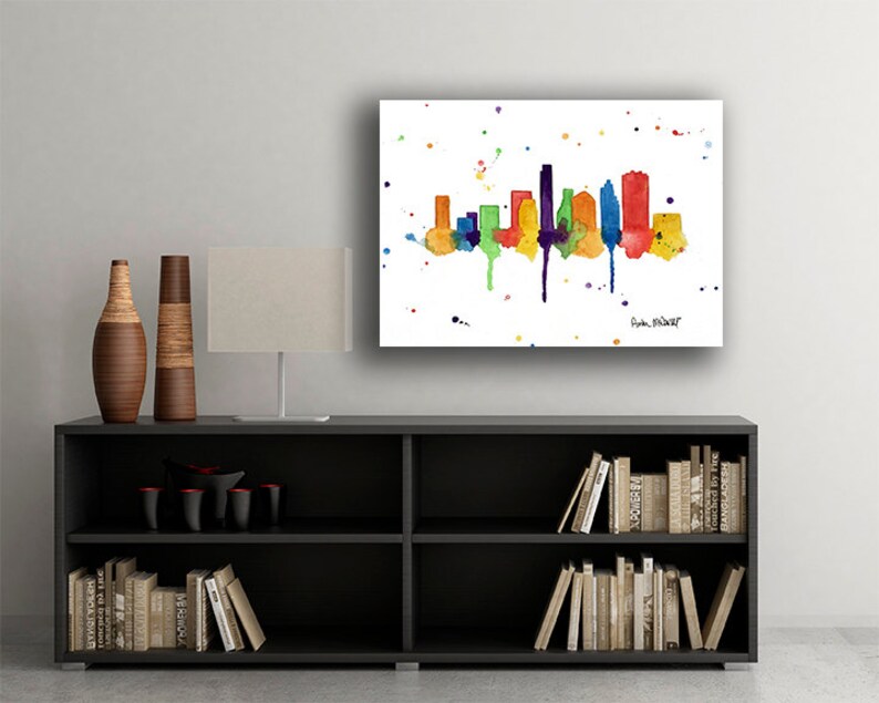 Austin Skyline Art Print Austin Canvas Print Austin Etsy