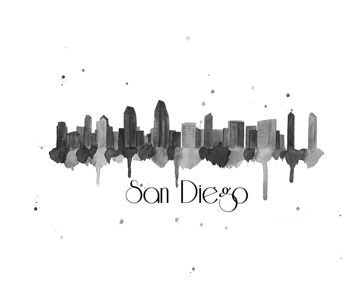 San Diego Skyline Art San Diego Art Print San Diego Etsy