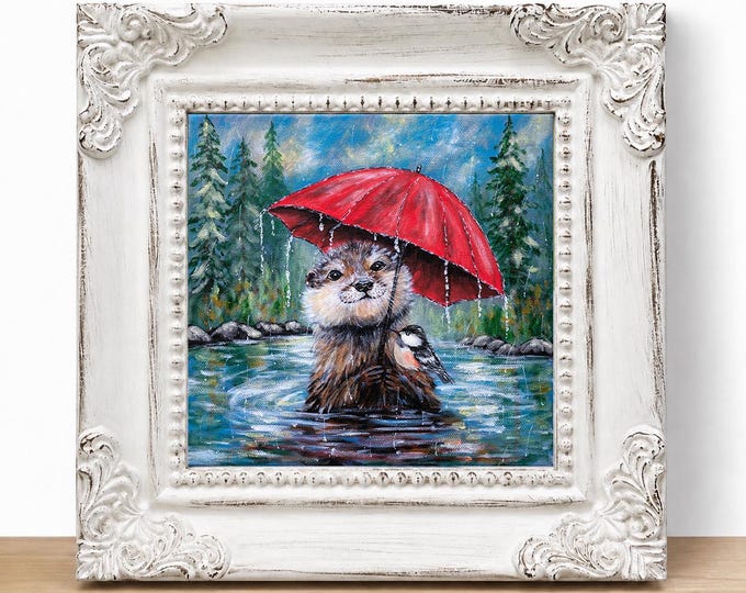 Small Framed Otter Print "The Wetness Protection Program"