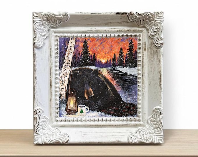 Small Framed Winter Bear Print "The Best Part Of Waking Up"