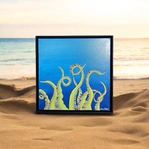 Octopus tentacle painting, octopus with hearts art, kraken art, octopus wall decor, octopus art for home