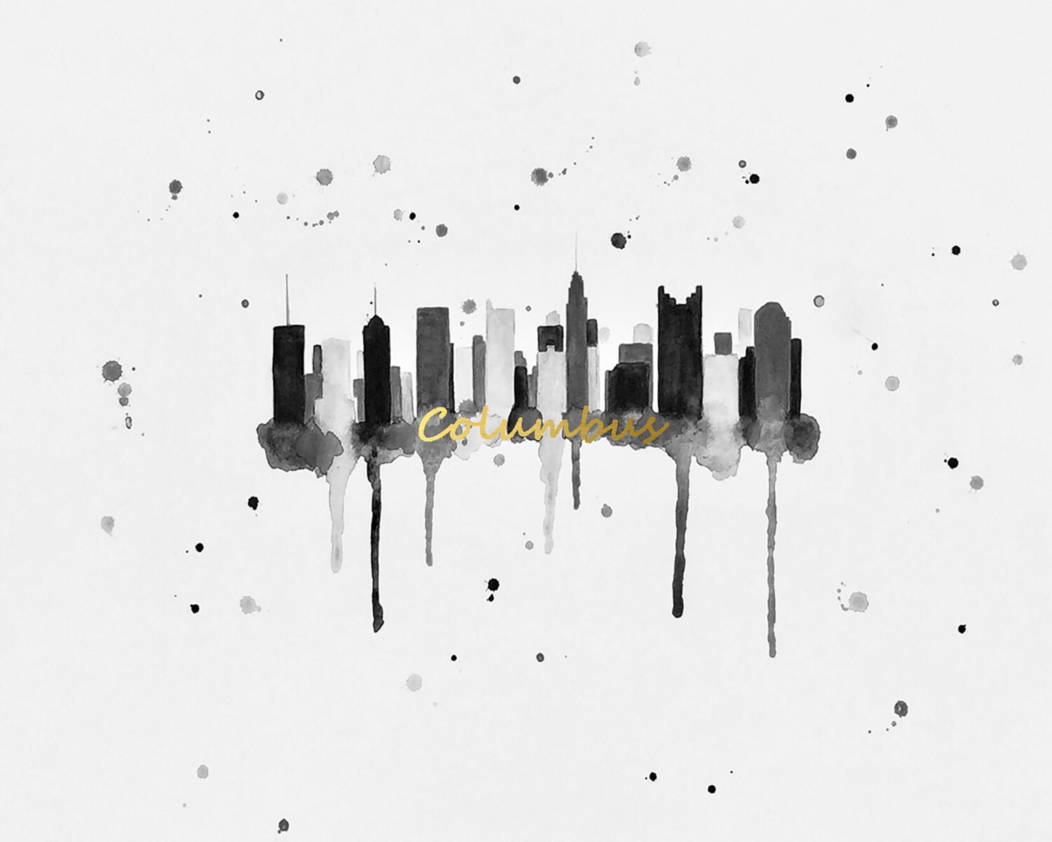 Columbus Skyline Art Columbus Ohio art print Columbus Etsy