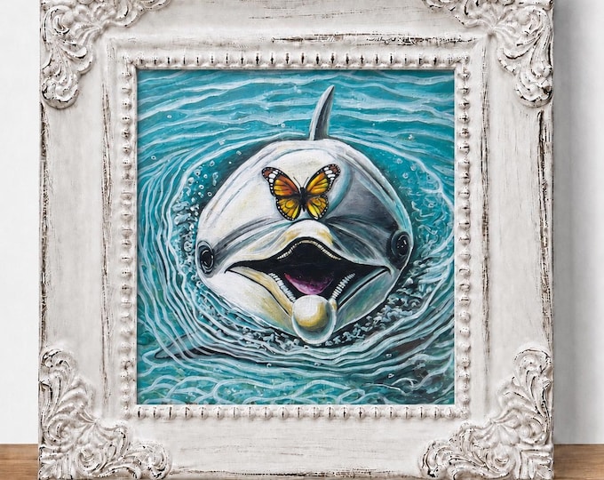 Small Framed Dolphin Print "Unexpected Friends"