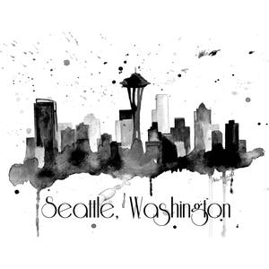 Seattle Skyline Art - Seattle Skyline Painting - Seattle Washington - Cityscape Art Print - Seattle Skyline Canvas Art Print, Skyline Canvas