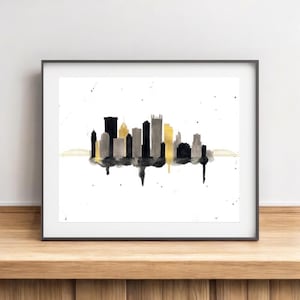 Pittsburgh Skyline Art - Pittsburgh Print - Pittsburgh Art - Pittsburgh Skyline Painting - Pittsburgh Wall Art - Skyline Wall Art
