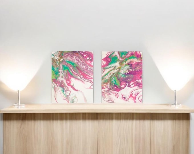 "The Pink Sea" Original Painting Set of 2