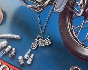 18” Motorcycle Charm Necklace - Motorcycle Rider - Silver - Biker Necklace -Speed Bike - Moto Rider - Dainty Charm - Motorcycle Jewerly
