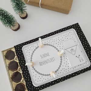 Adventskrans att ta med PDF – DIY-band för ett 24-pack Toffifee – kreativ adventskrans med miniljus för utskrift och pyssel
