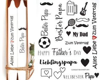 Candle tattoo "For Father's Day", best dad, water slide film for candles, candle stickers, A6