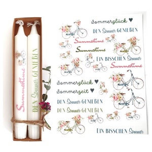 Candle sticker summer, bicycle, water slide film for candles, candle tattoo in A4