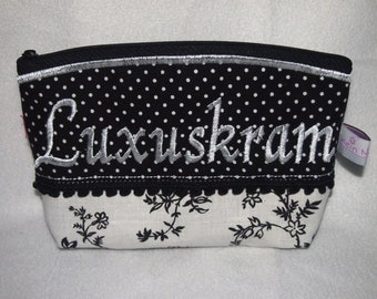 Kosmetiktasche "Luxuskram" schwarz/weiß