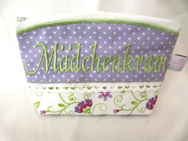 Kosmetiktasche Mädchenkram flieder/grün Bild 1