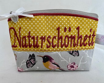 Kosmetiktasche "Naturschönheit" Ocker/grau