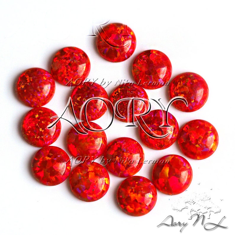 Flame Opal OP45 Red Synthetic Opal Beautiful Sparkling Opal Cabochon Round Shape Cabochon 1pcs 3mm Flame Synthetic Opal Cabochon